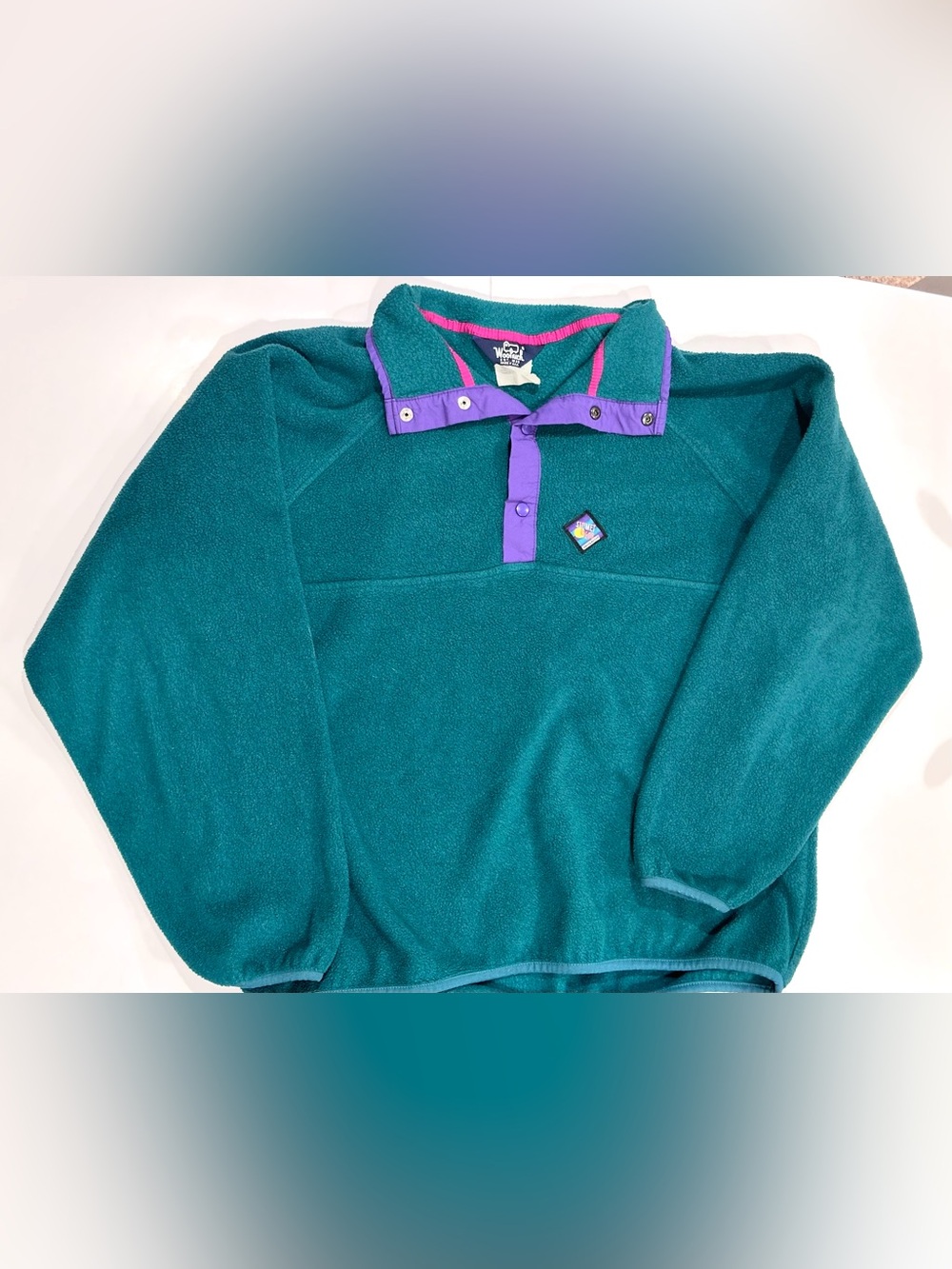 Woolrich Sigmet Gear Men's L Teal Fleece Snap Collared Pullover Sweater 90s 80s